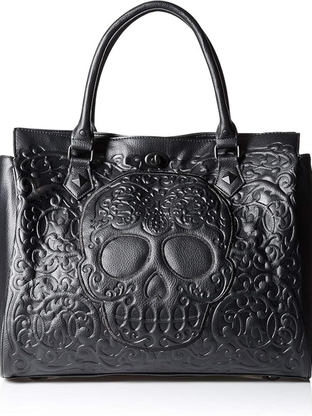 Loungefly Large Embossed Lattice Skull Tote Gothic Biker Bag